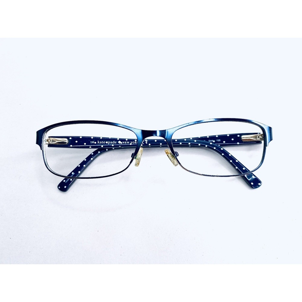 Kate Spade Blue Gold Cat Eye Glasses Polka Dot Temples Ambrosette 54 17 135 - Picture 4 of 11